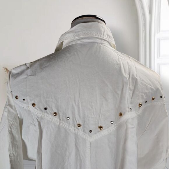 Vintage 80s Studded Western Top Size M Buffalo Head Coins Snap Front Blouse - Picture 11 of 16